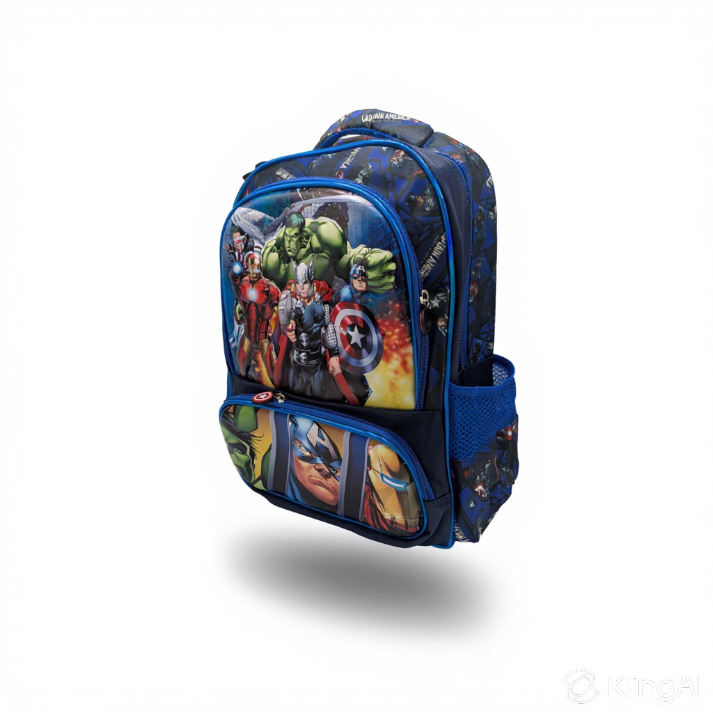 Sac à Dos Scolaire Double Compartiment 3D | Motifs Héros Enfants