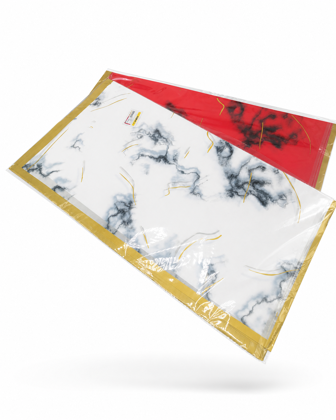 Papier Cadeau Effet Marbre et Lignes Dorées