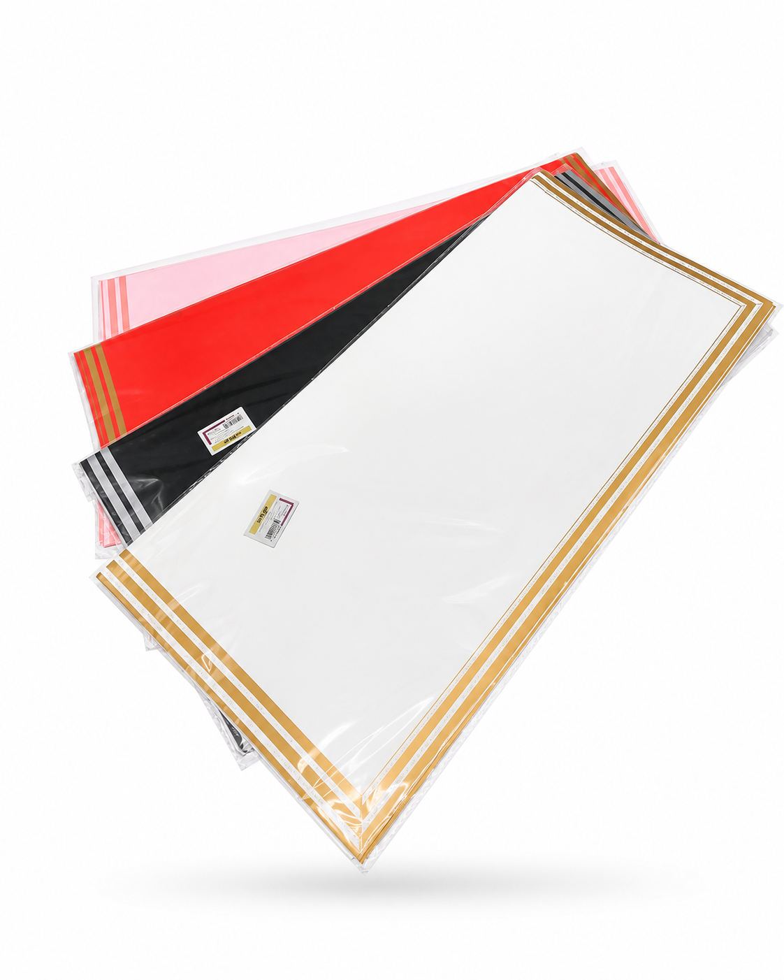 Papier Cadeau Uni Triple Liseré Métallisé Or Argent