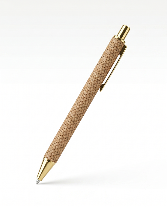 Stylo à Bille Premium en Osier Tressé et Or