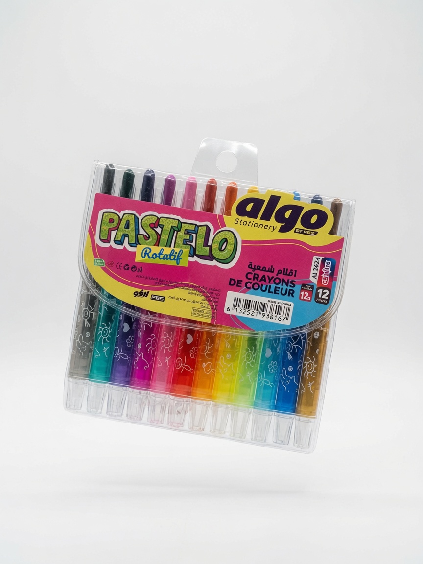 Crayons de Couleur Pastelo Rotatif Algo 12 Couleurs | Crayons Cire