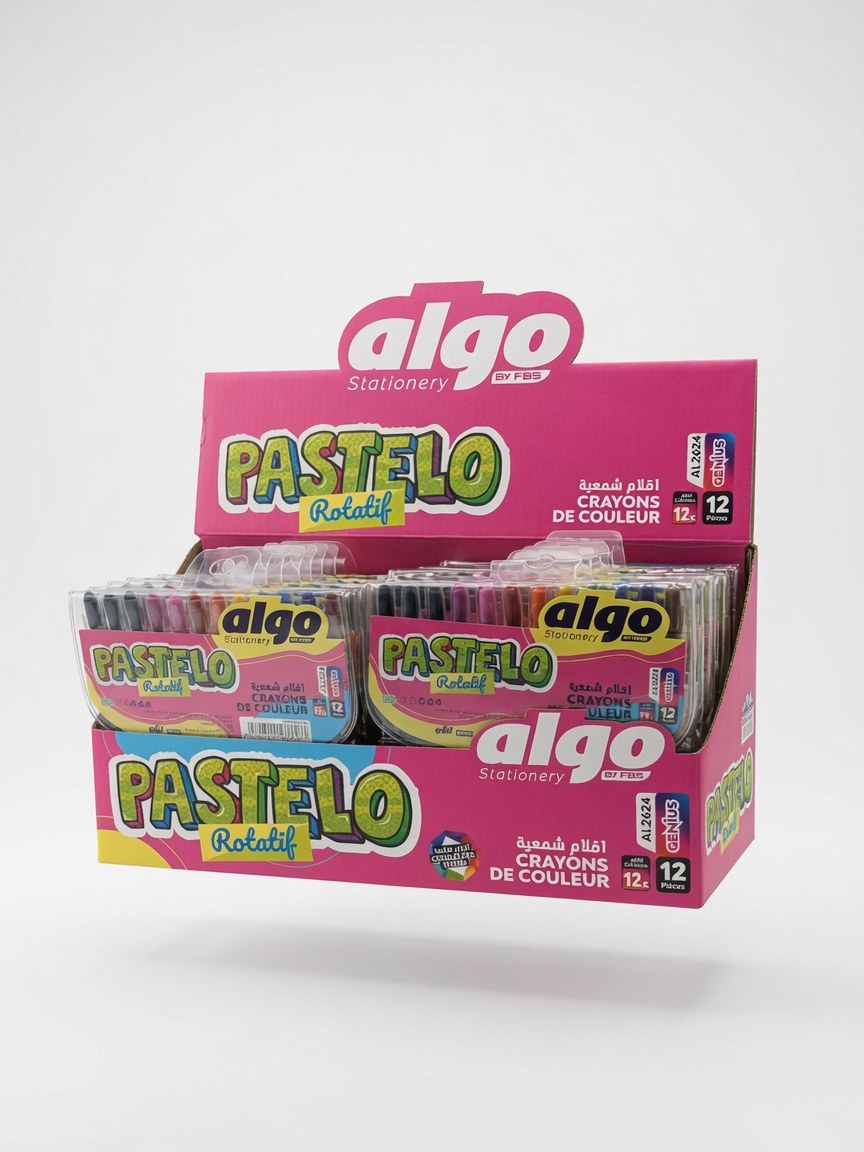 Crayons de Couleur Pastelo Rotatif Algo 12 Couleurs | Crayons Cire