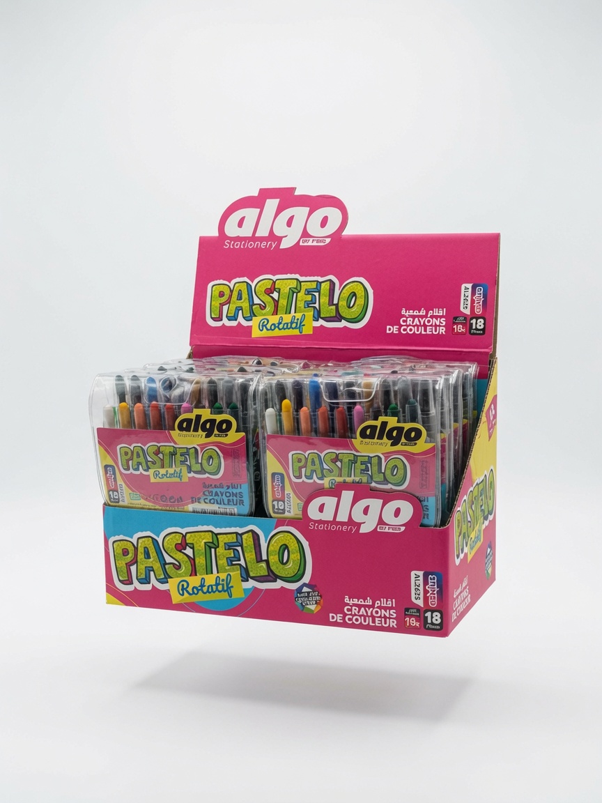Crayons de Couleur Pastelo Rotatif Algo 18 Couleurs | Crayons Cire