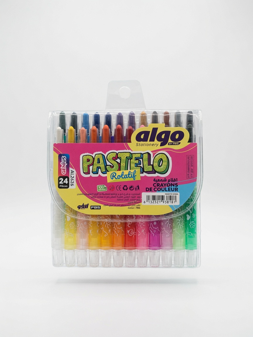 Crayons de Couleur Pastelo Rotatif Algo 24 Couleurs | Crayons Cire