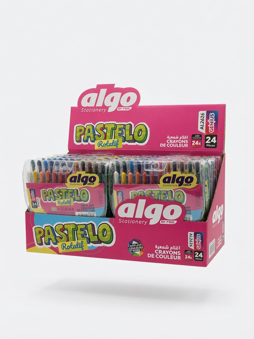 Crayons de Couleur Pastelo Rotatif Algo 24 Couleurs | Crayons Cire