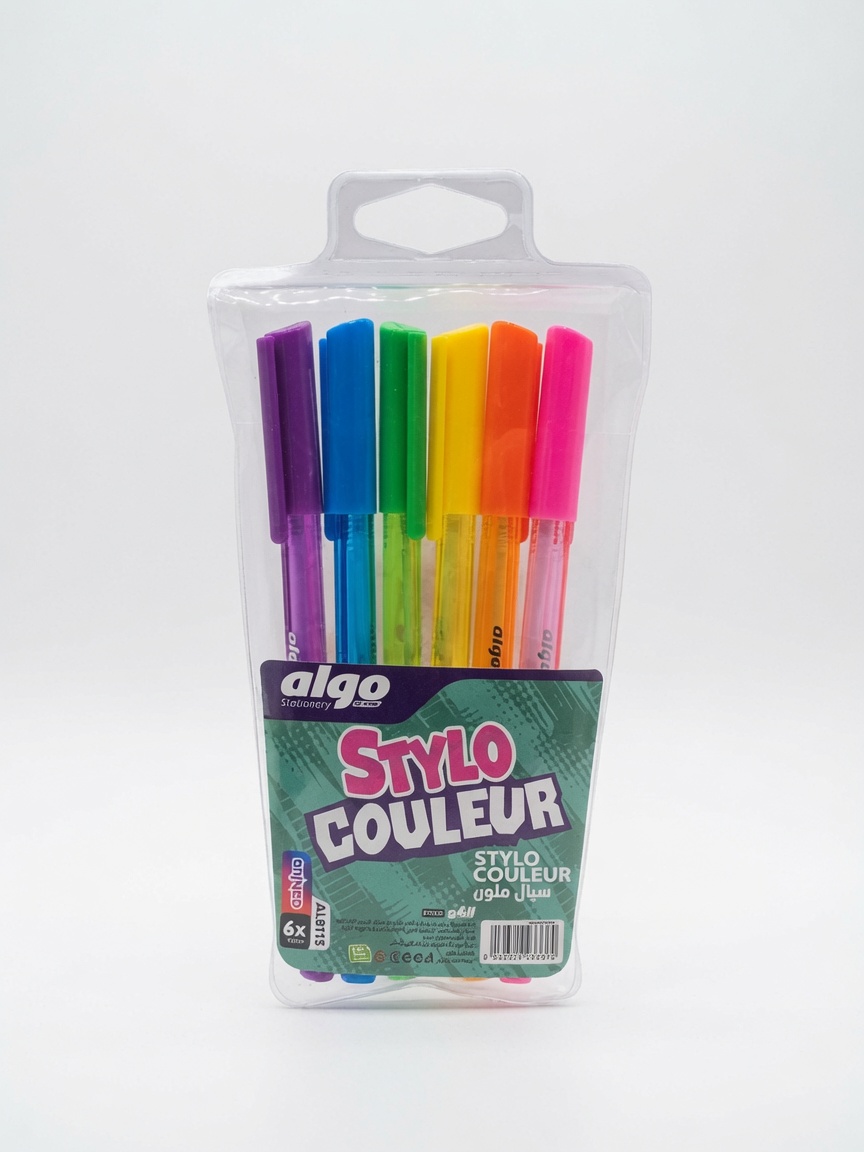 Stylos de Couleur Algo 6 Couleurs | Stylos à Bille Scolaires