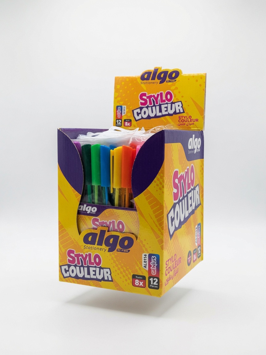Stylos de Couleur Algo 8 Couleurs | Stylos à Bille Scolaires
