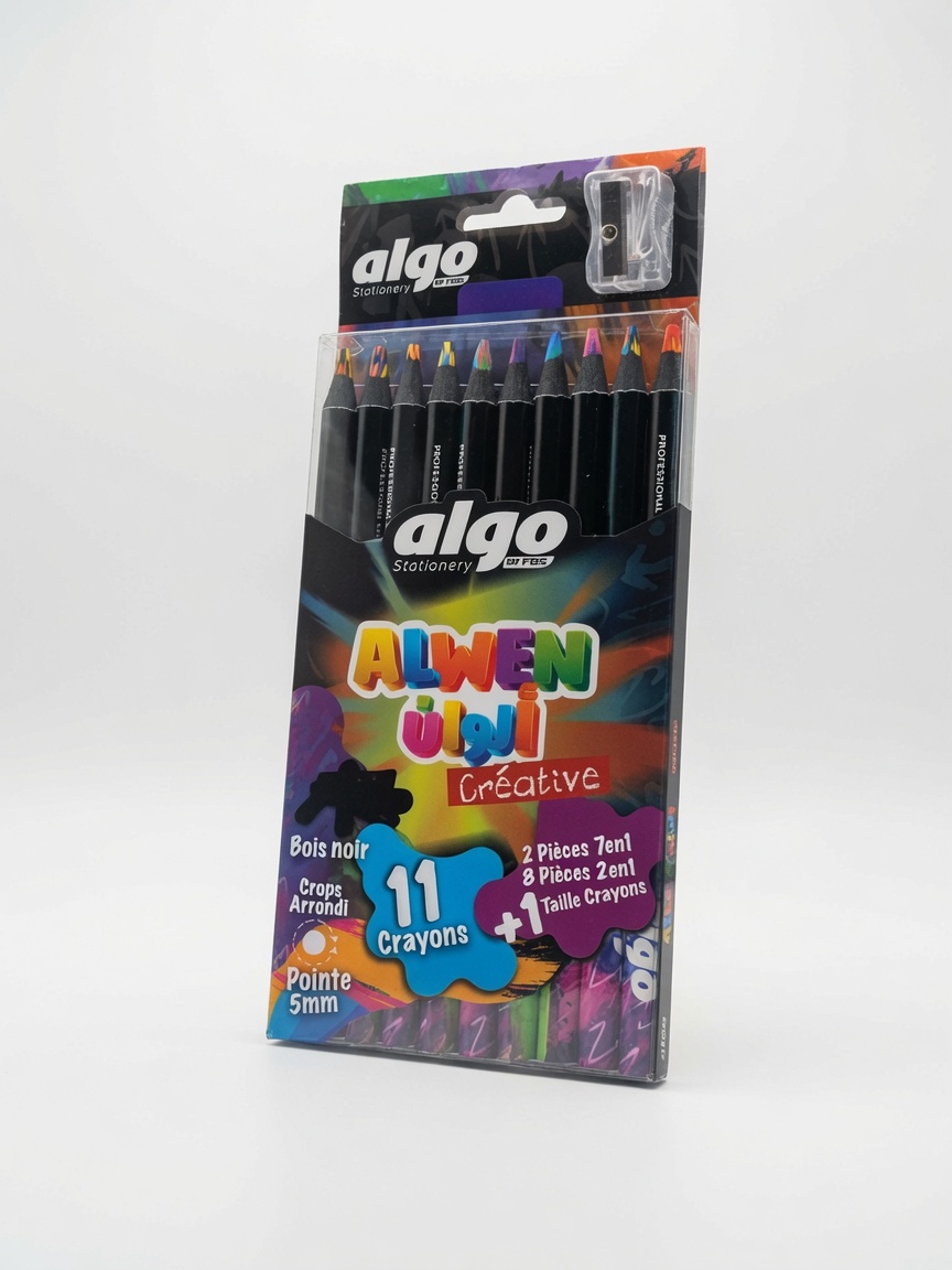 Crayons de Couleur Alwan Créative Algo | Bois Noir Multicolore