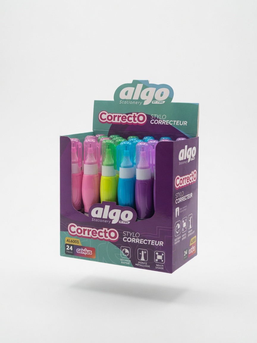Stylo correcteur Algo Correcto couleurs – boîte de 24