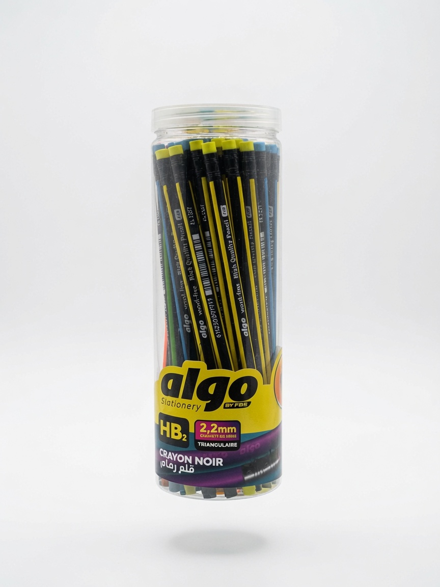 Crayons à Papier Noir HB Algo | Boîte de 48 Pièces Triangulaires