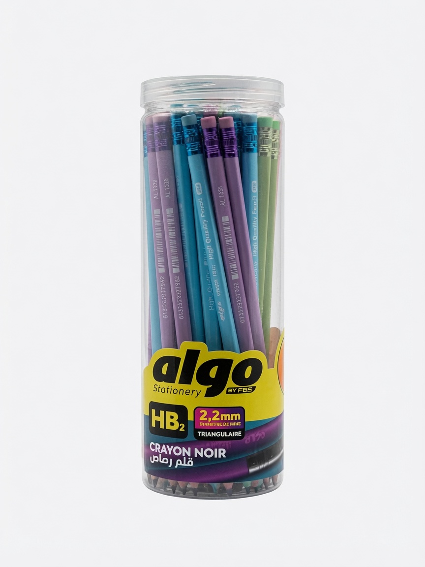 Crayons à Papier Pastel HB Algo | Boîte de 48 Pièces Triangulaires