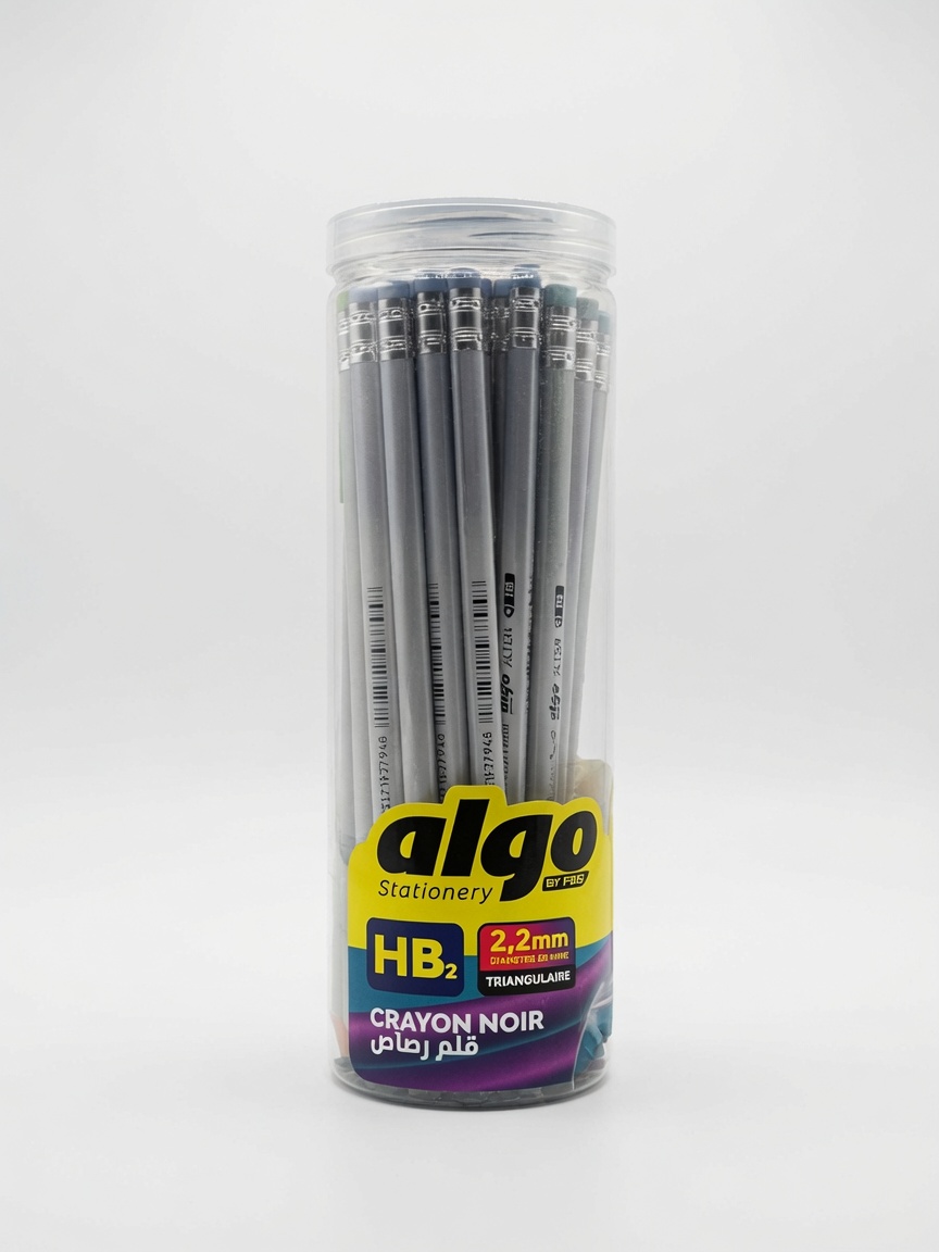 Crayons à Papier Argentés HB Algo | Boîte de 48 Pièces Triangulaires