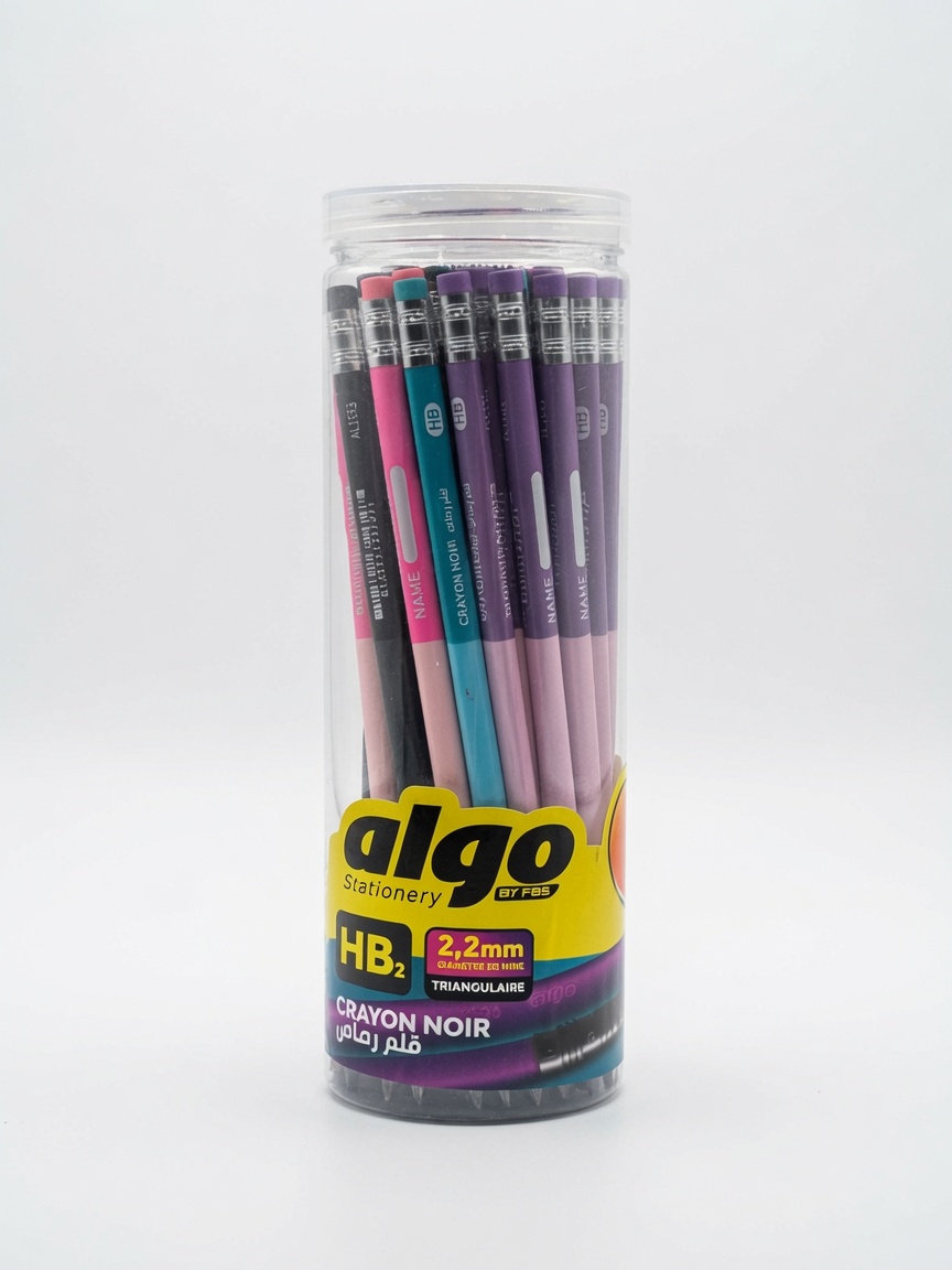 Crayons à Papier avec Zone Nom HB Algo | Boîte de 48 Pièces Triangulaires