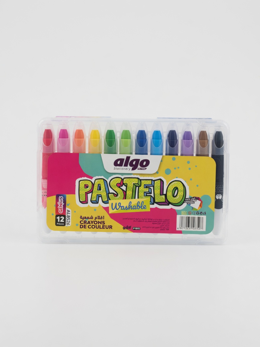 Crayons de Couleur Pastelo Washable Algo 12 Pièces | Crayons de Cire