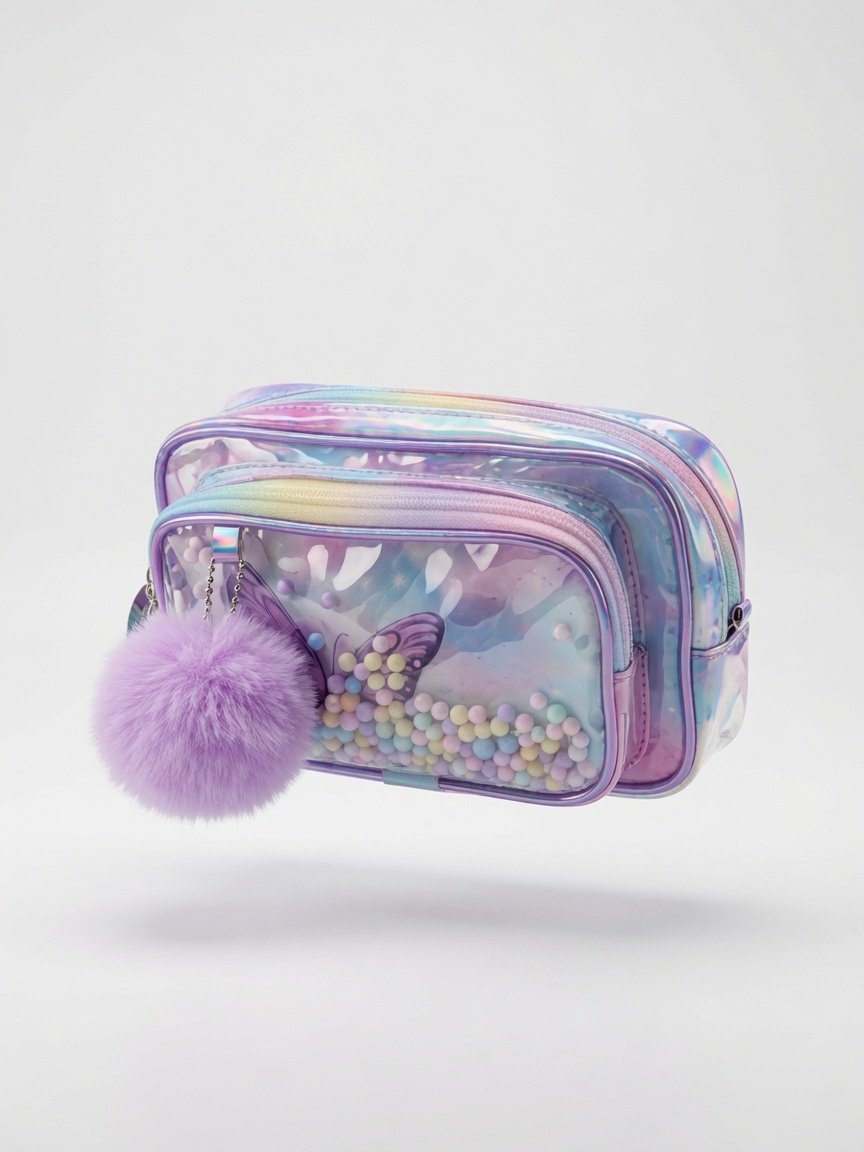 Grand Sac Trousse Scolaire Transparente Algo | Trousse à Crayons Double Compartiment