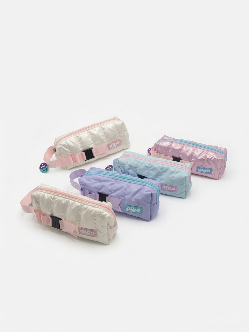 Trousse Scolaire Matelassée avec Boucle Algo | Trousse à Crayons Style Doudoune Urbaine