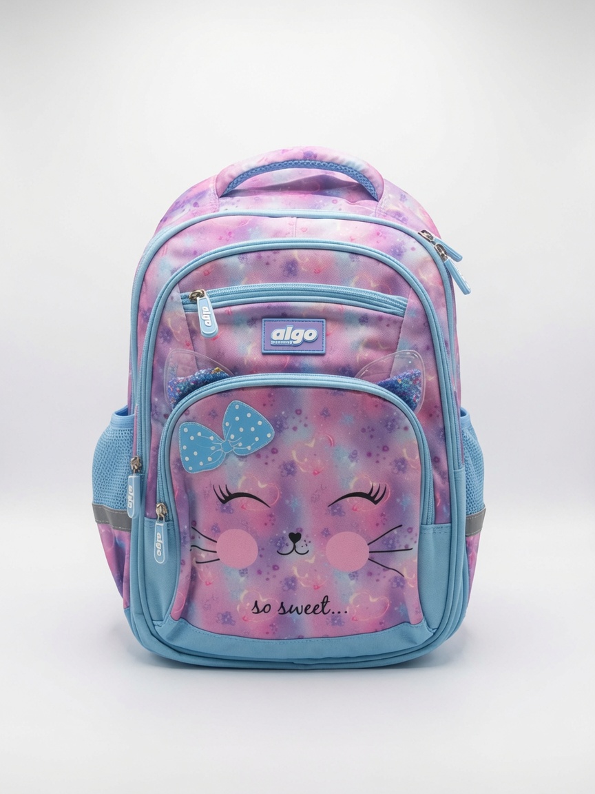 Sac à Dos Scolaire Chat Algo | Cartable Ergonomique Mignon pour Fille