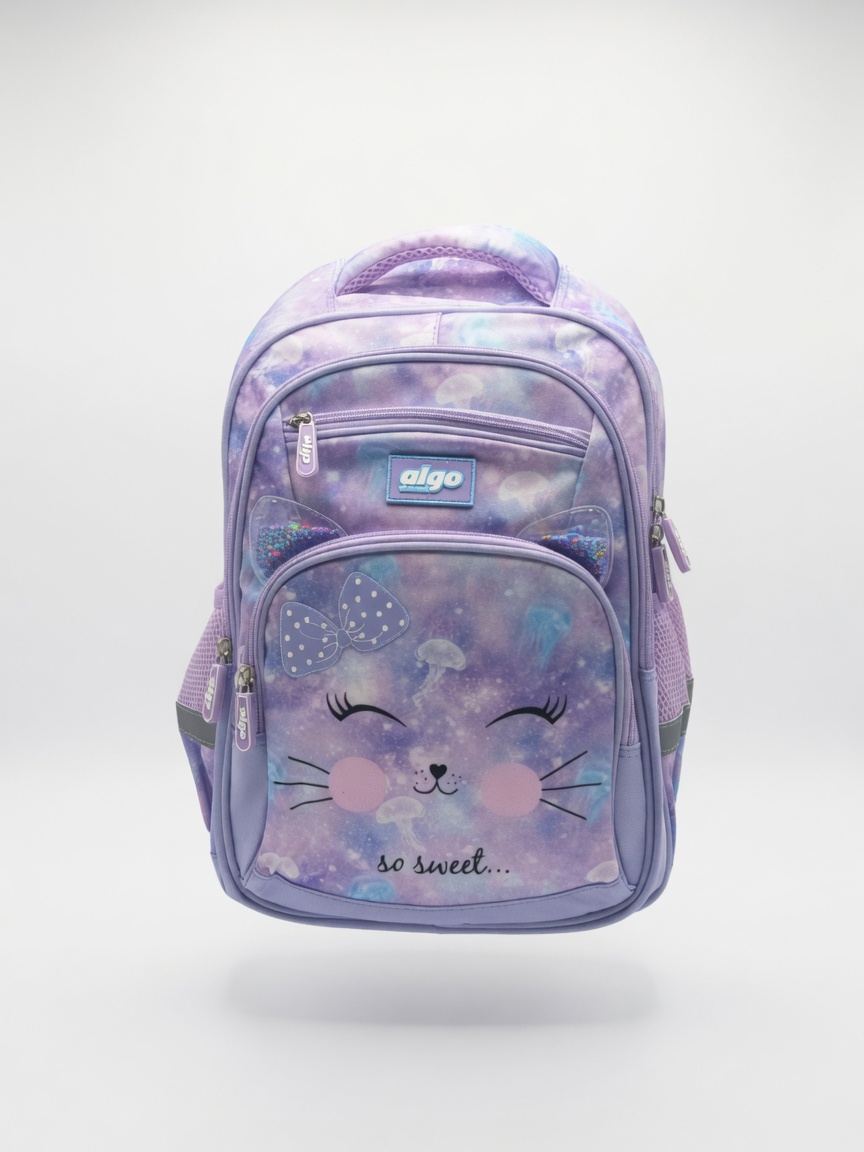 Sac à Dos Scolaire Chat Algo | Cartable Ergonomique Mignon pour Fille