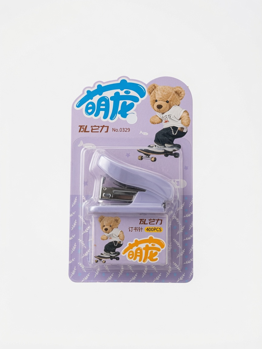 Mini Agrafeuse de Poche Ours | Set Agrafeuse Pastel et 400 Agrafes