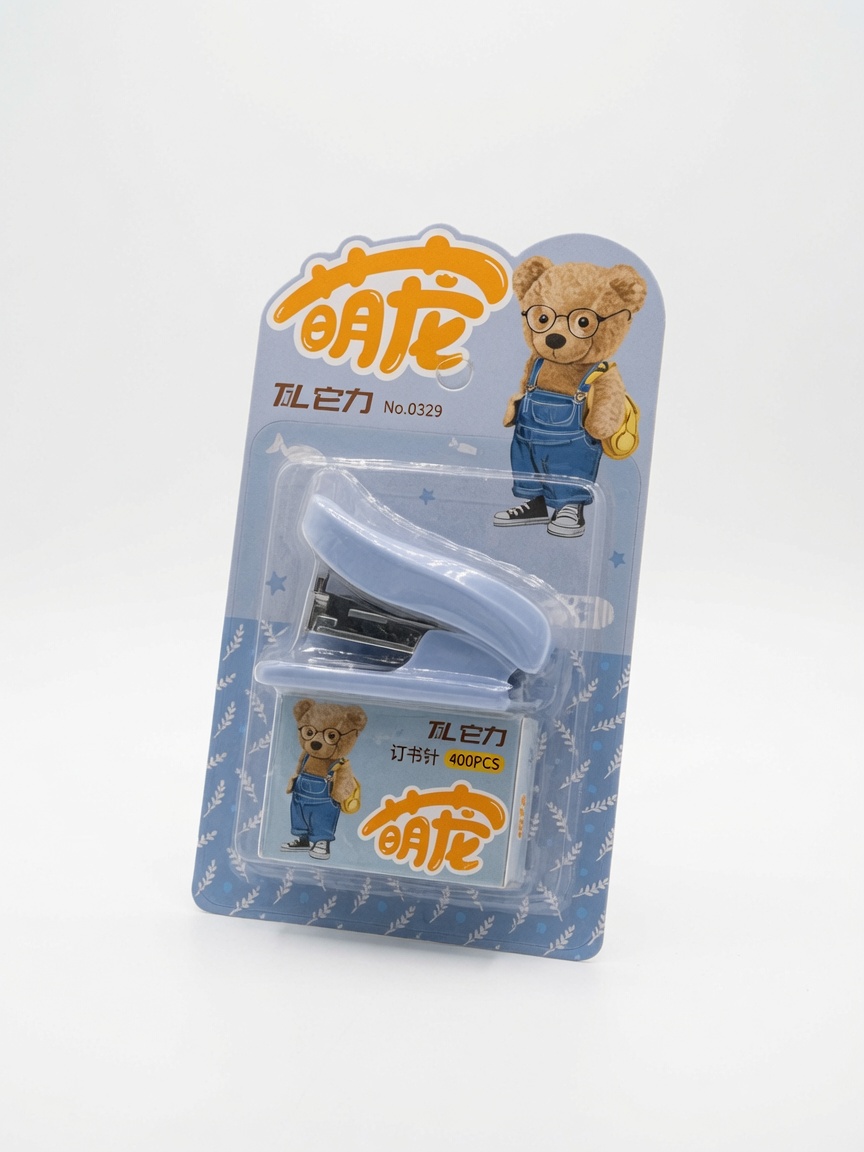 Mini Agrafeuse de Poche Ours | Set Agrafeuse Pastel et 400 Agrafes