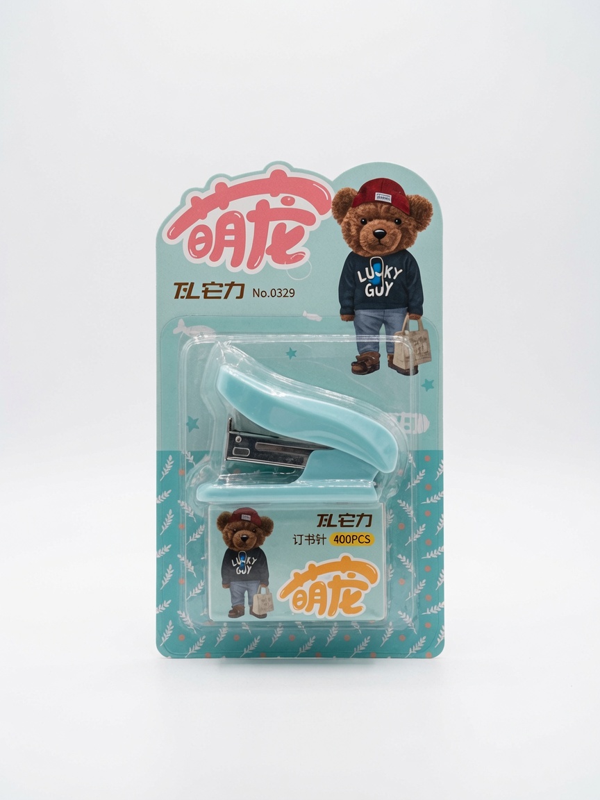 Mini Agrafeuse de Poche Ours | Set Agrafeuse Pastel et 400 Agrafes