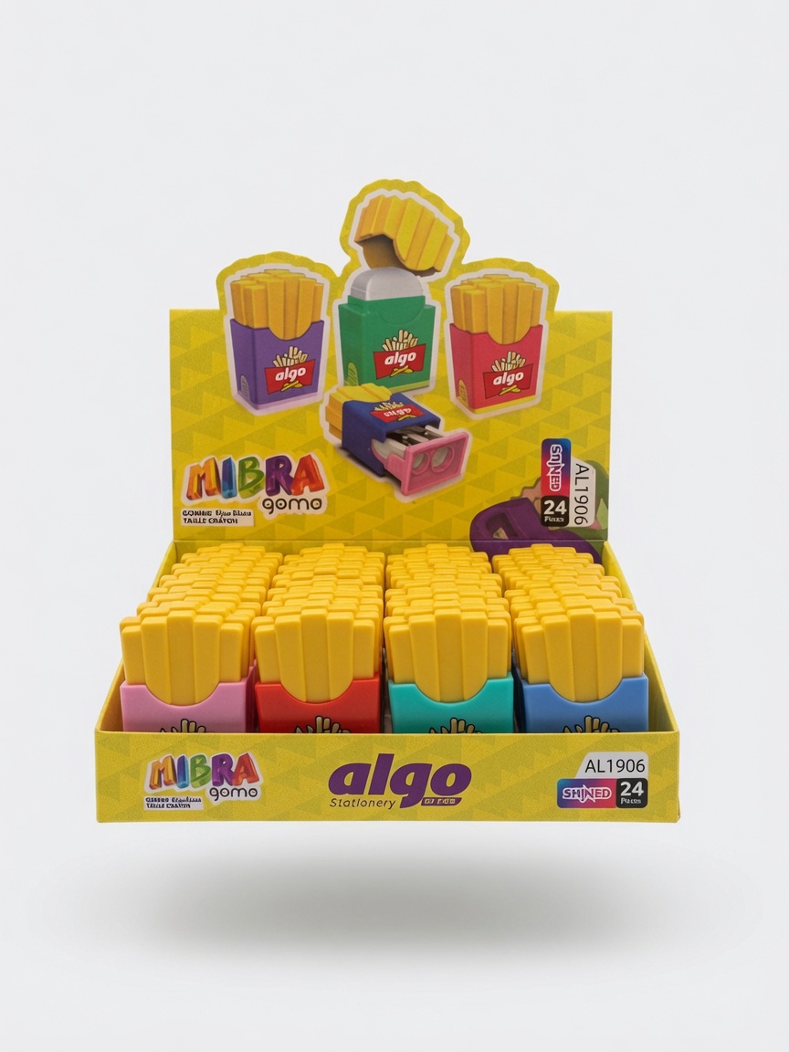 Taille-Crayon 2 Trous avec Gomme Frites Mibra Goma