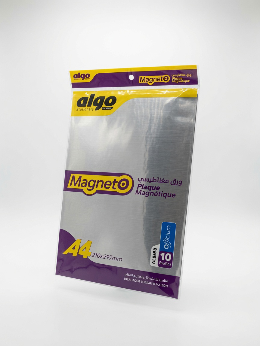 Plaque Magnétique Argentée A4 Algo MagnetO  pour Bureau & Maison