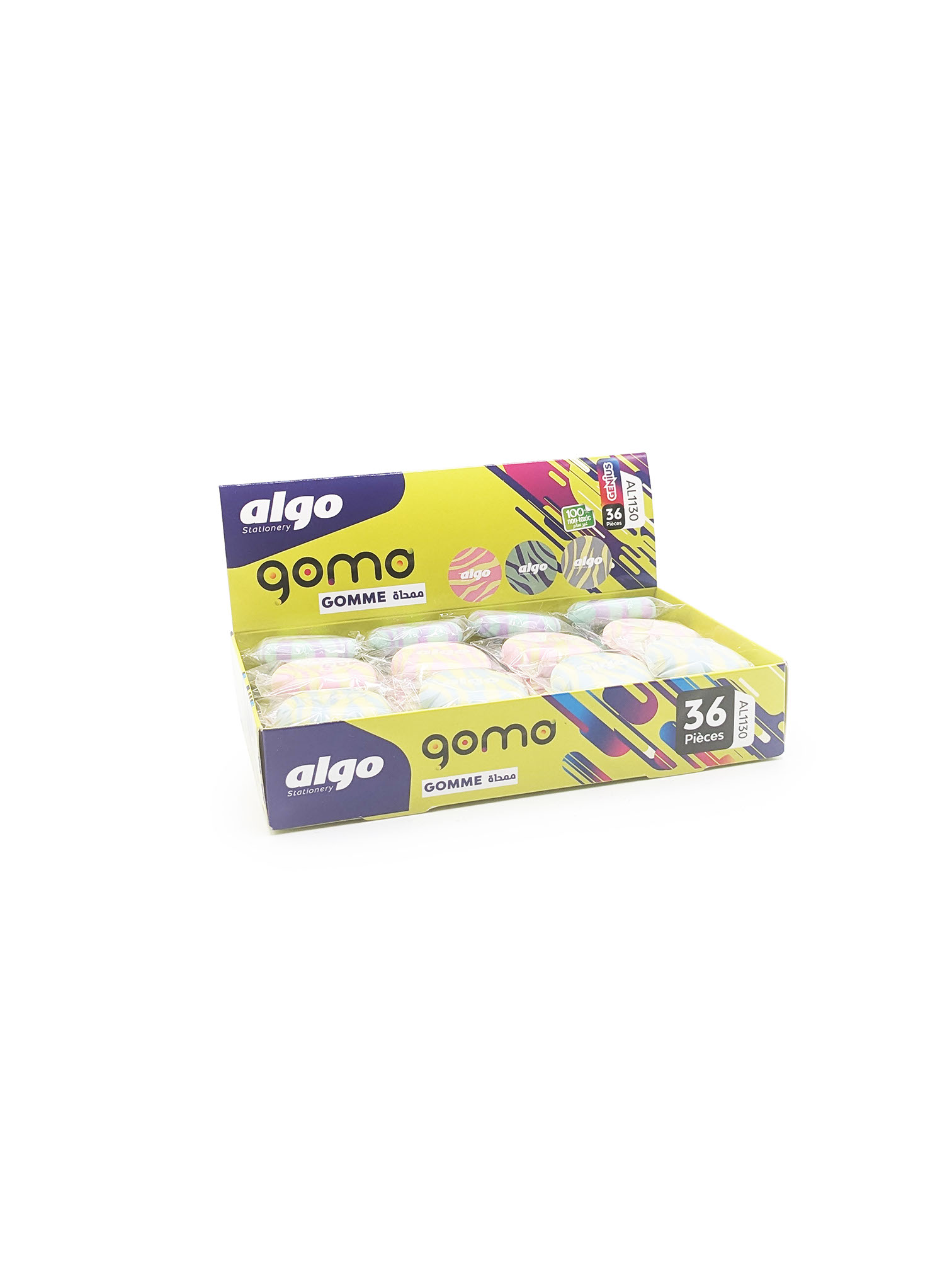 	Gomme ronde pastel Algo – lot de 36