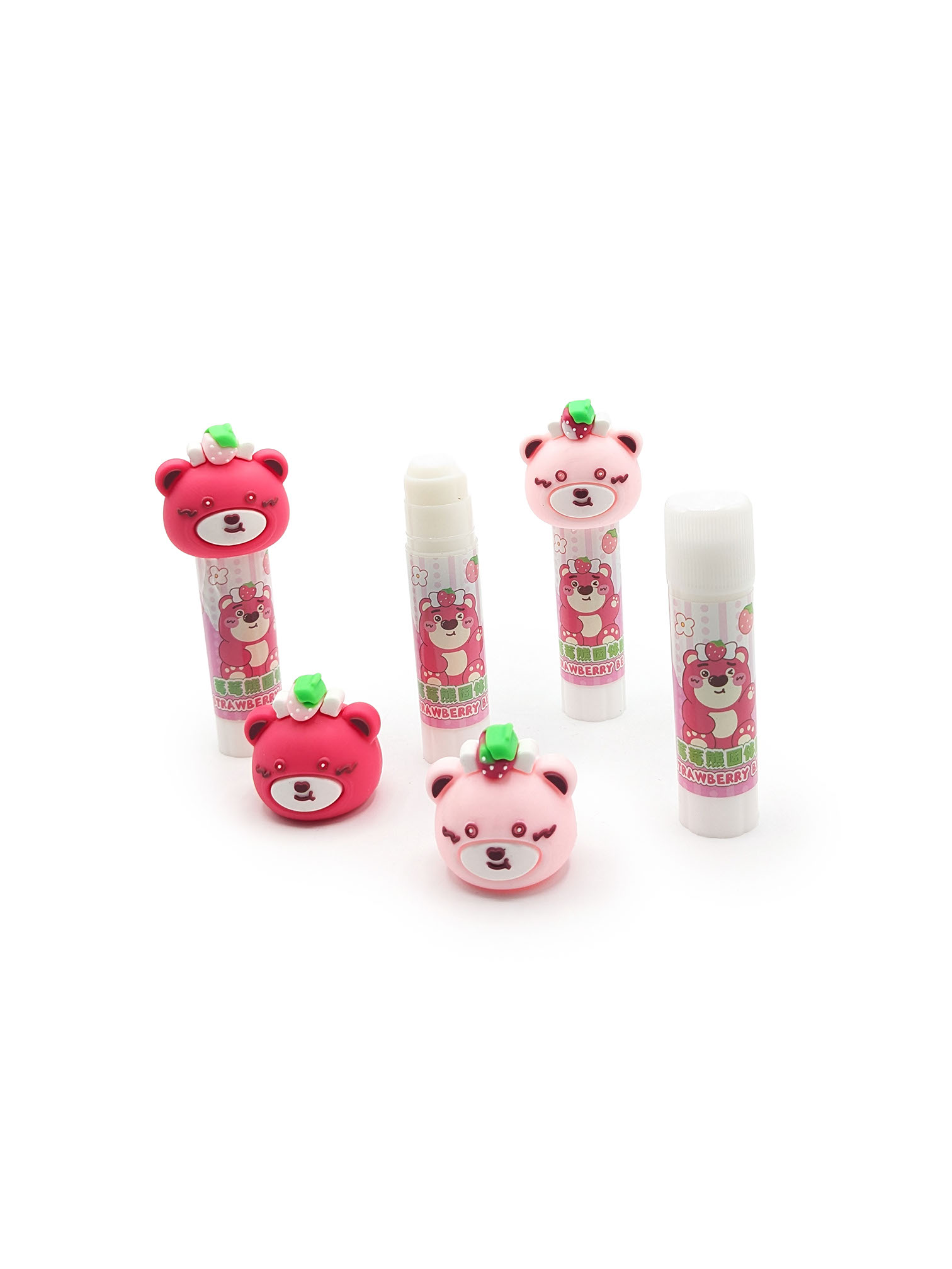Bâton de colle Strawberry Bear kawaii – lot de 24