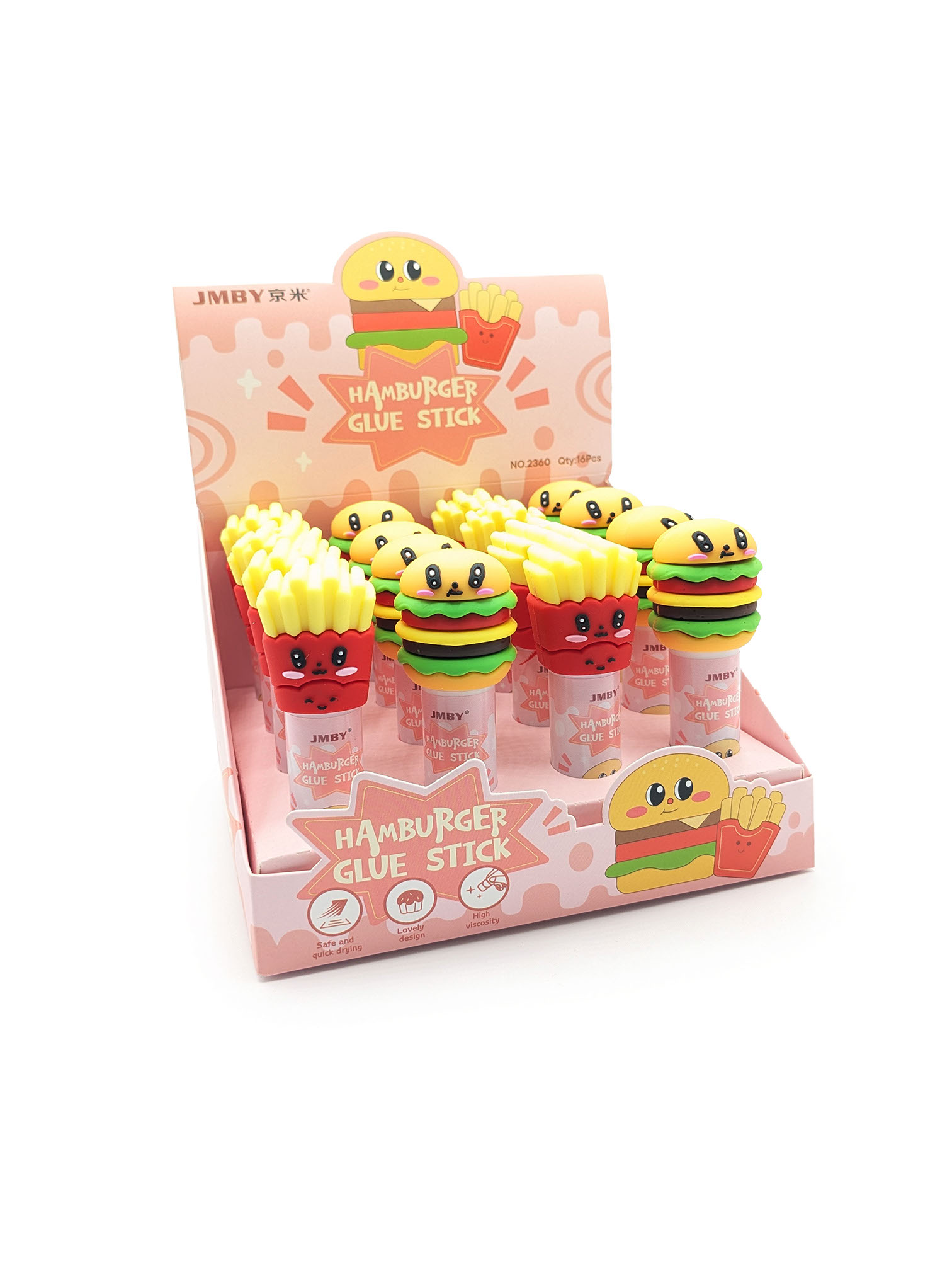 Bâton de colle hamburger kawaii – lot de 24