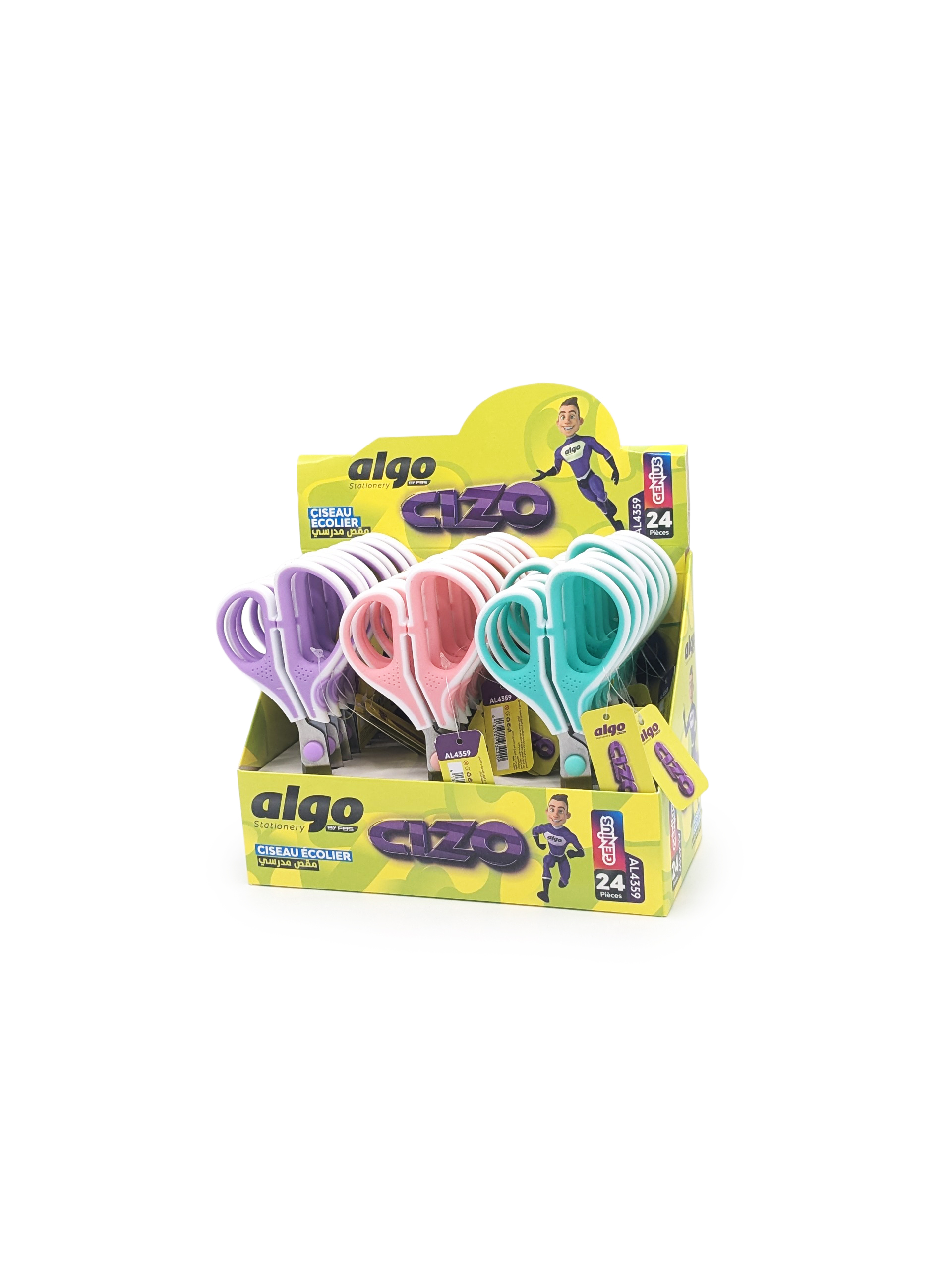Ciseaux scolaires Algo CIZO – boîte de 24