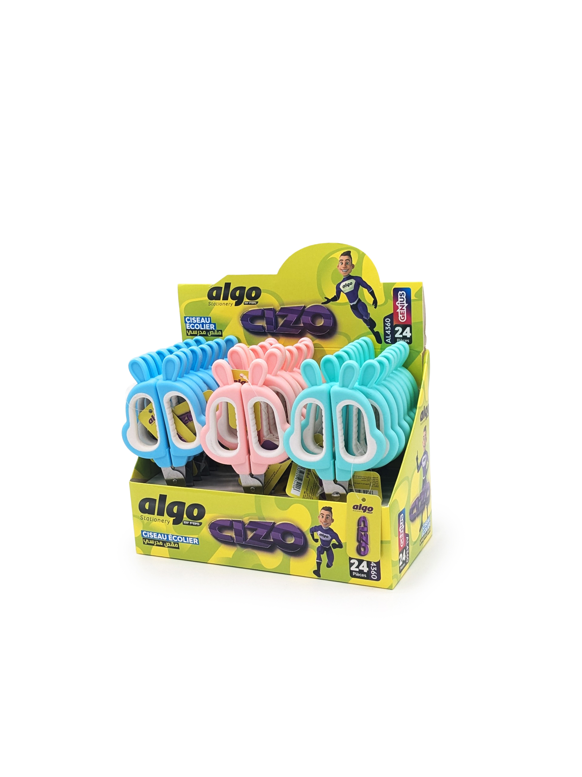 Ciseaux scolaires Algo CIZO – boîte de 24