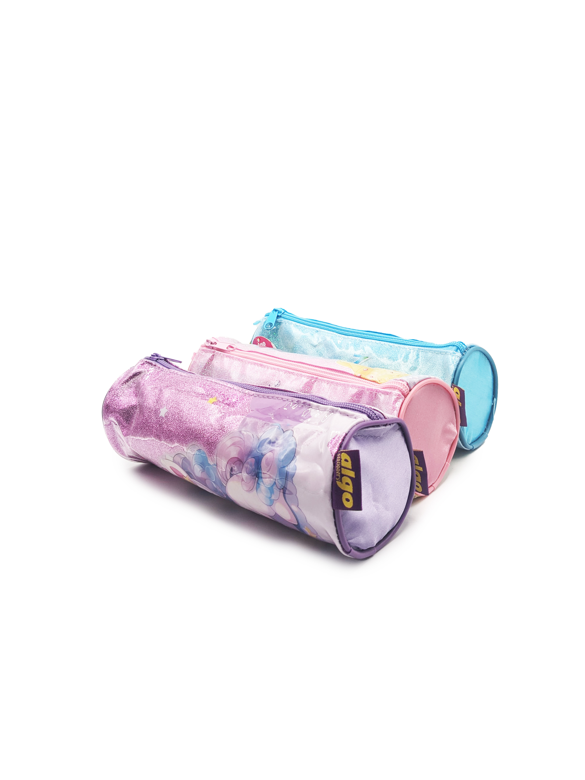 Trousse scolaire ronde brillante – assortiment