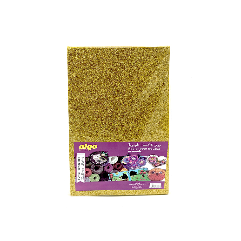 Papier mousse pailleté doré Algo – lot de 10