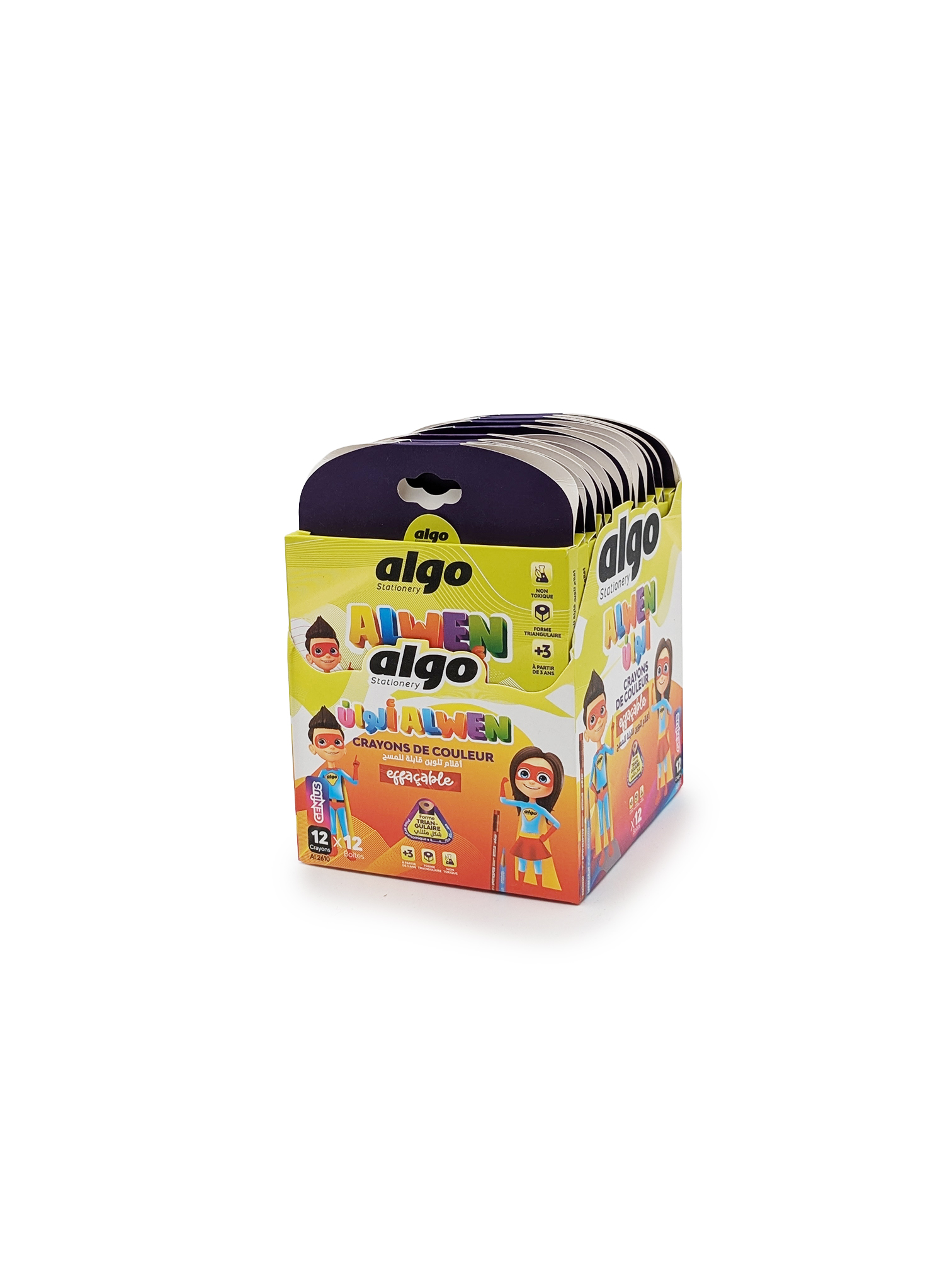Crayons de couleur Algo Alwen Effaçable – boîte de 12 x 12