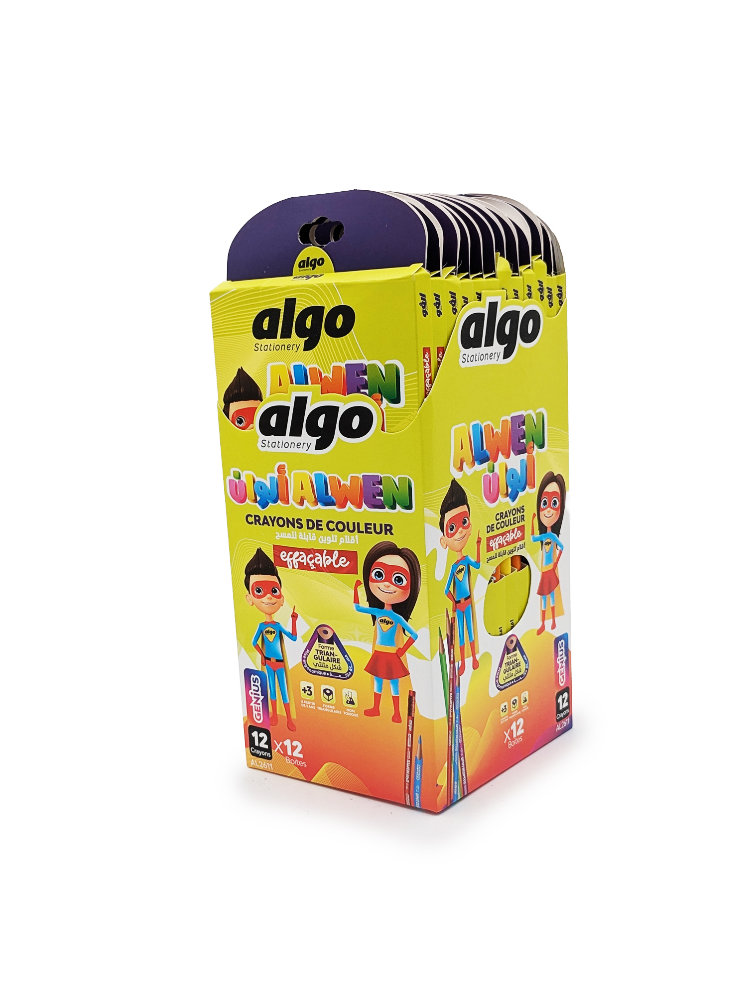 Crayons de couleur Algo Alwen Effaçable – boîte de 12 x 12