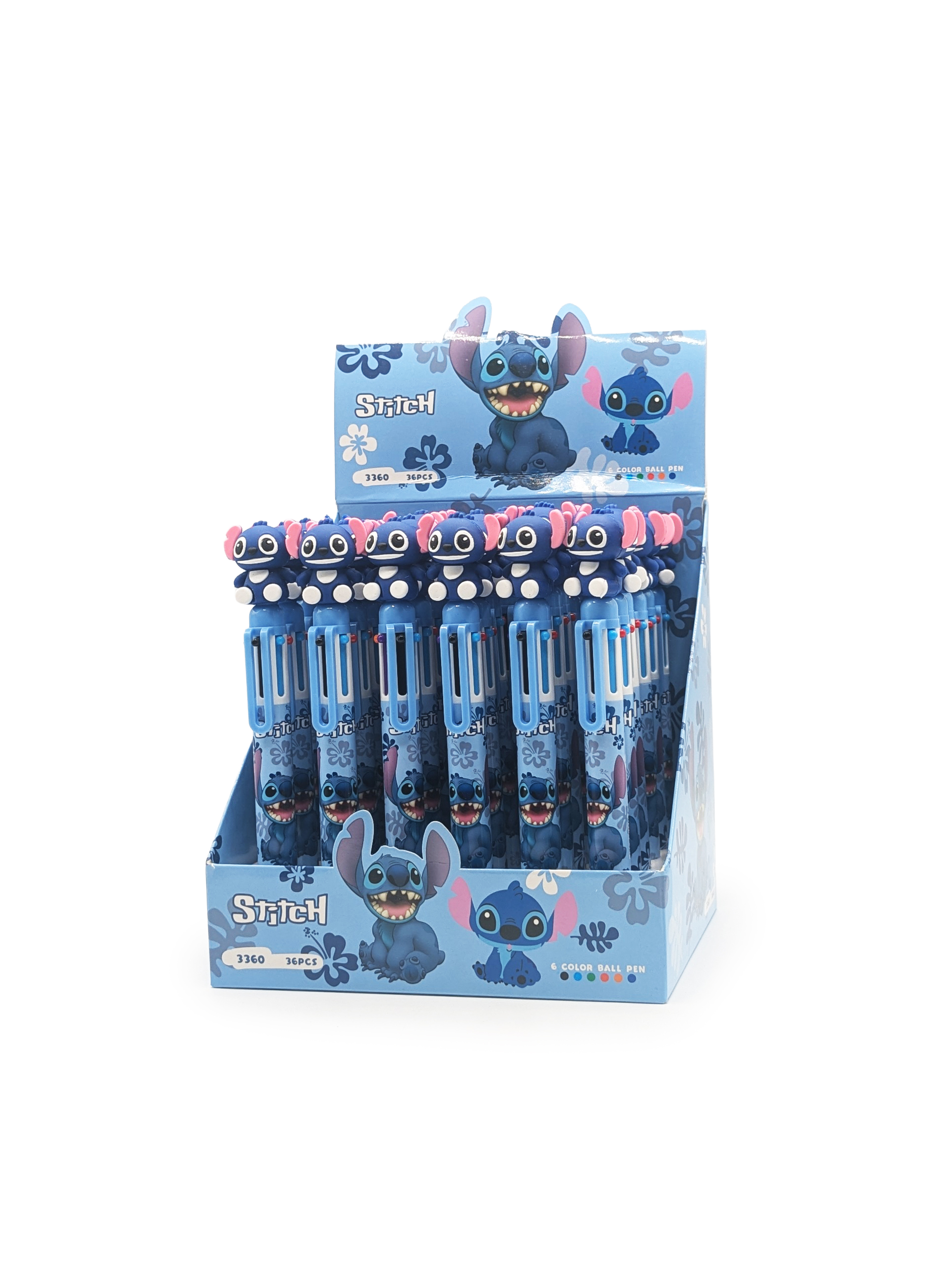 Stylo multicolore 6 couleurs bleu – boîte de 36