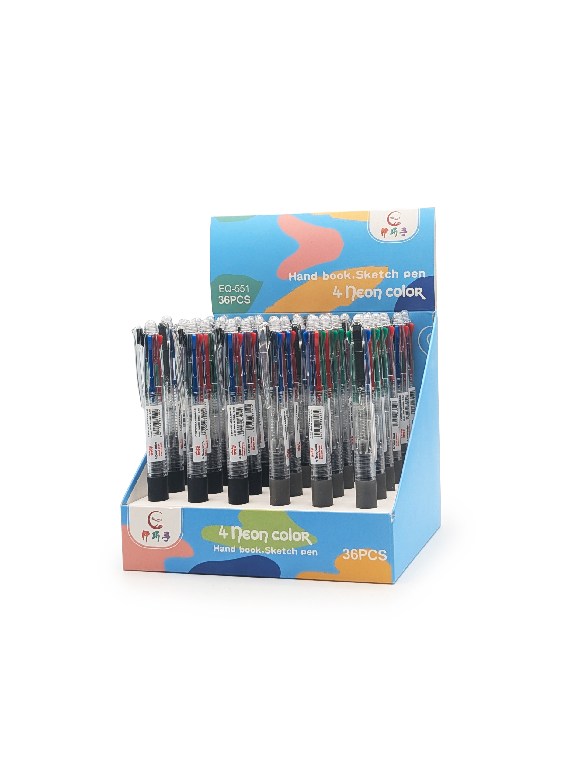 Stylo feutre 4 couleurs néon – boîte de 36