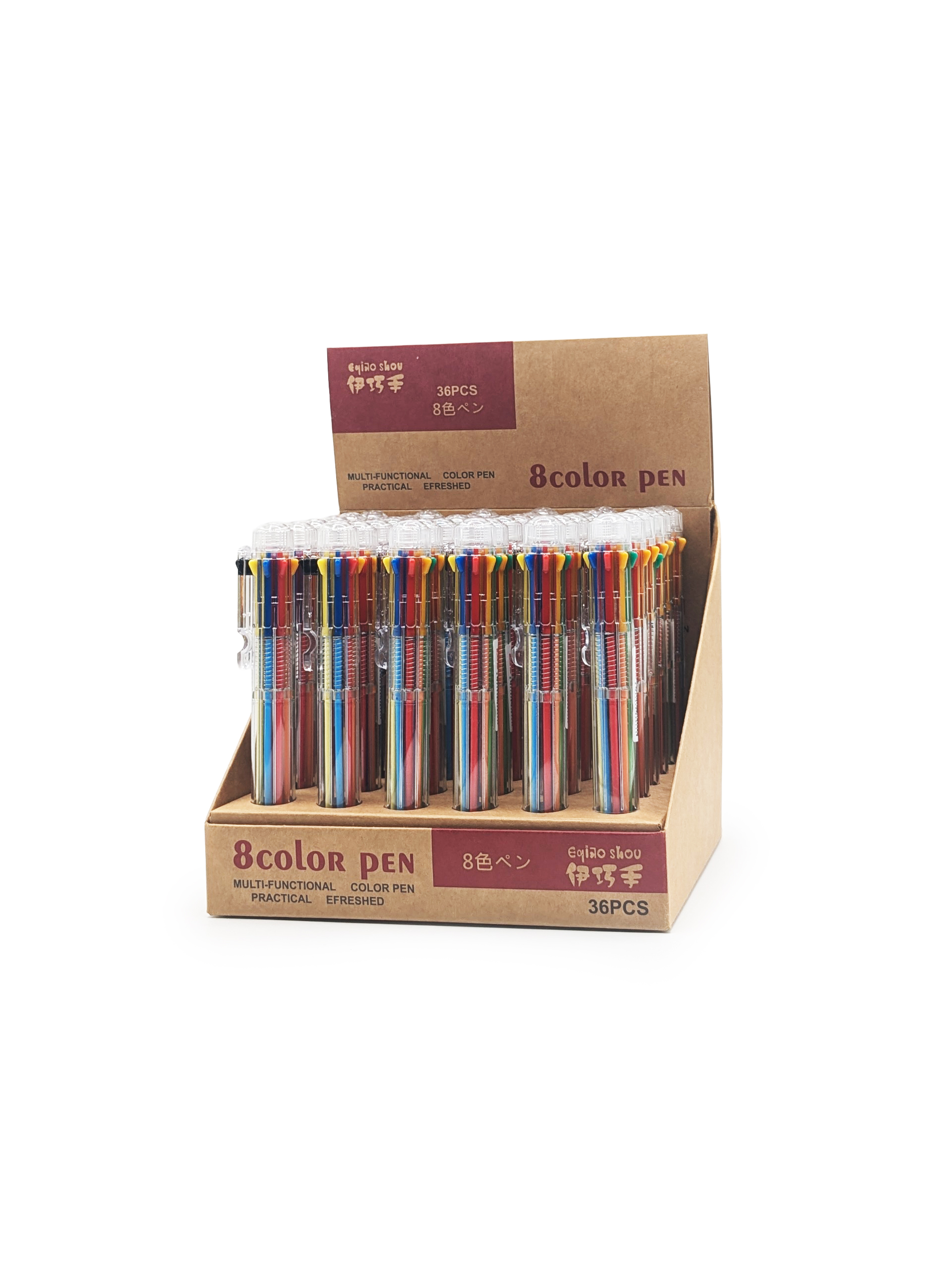 Stylo multicolore 8 couleurs – boîte de 36
