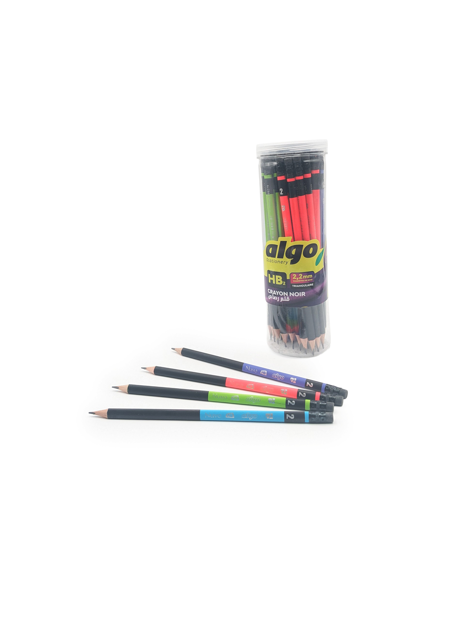 Crayon graphite HB2 triangulaire CRIO Algo – tube de 48