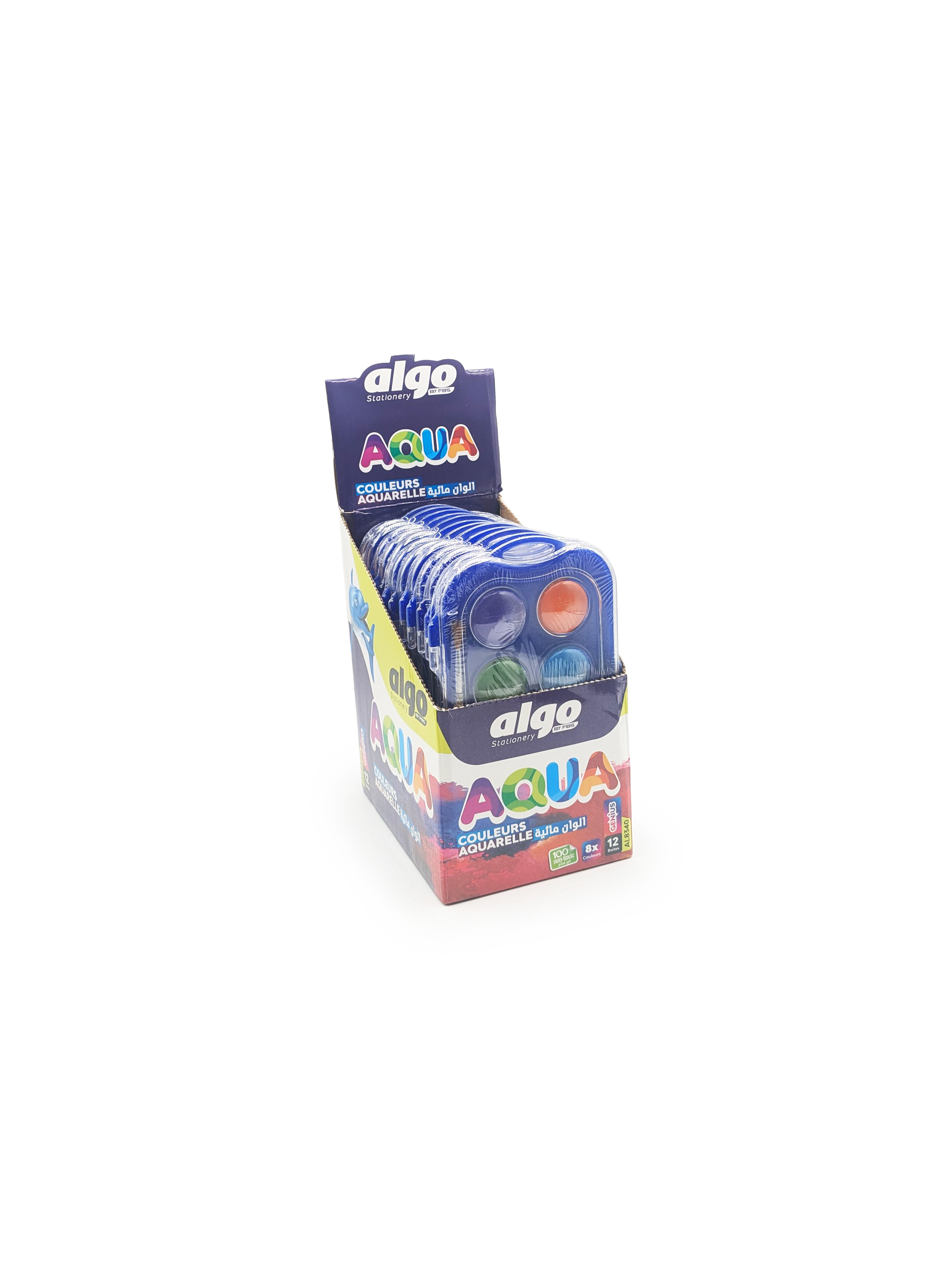 Palette aquarelle Algo Aqua 8 couleurs – boîte de 12