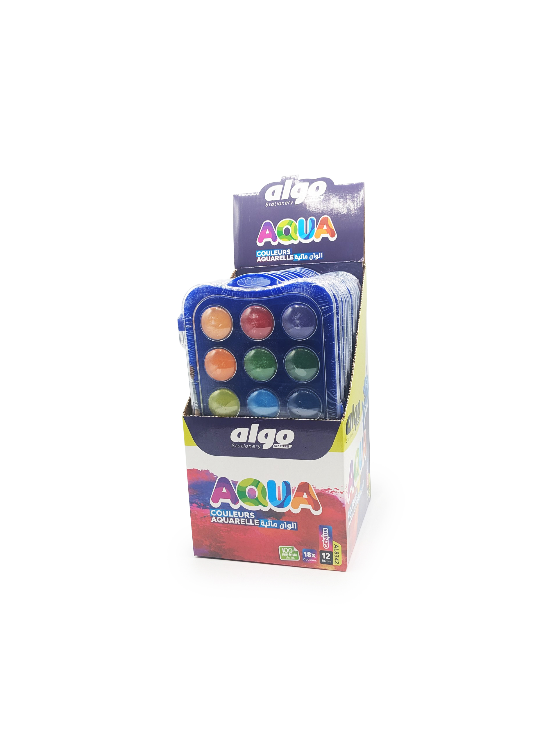 Palette aquarelle Algo Aqua 18 couleurs – boîte de 12