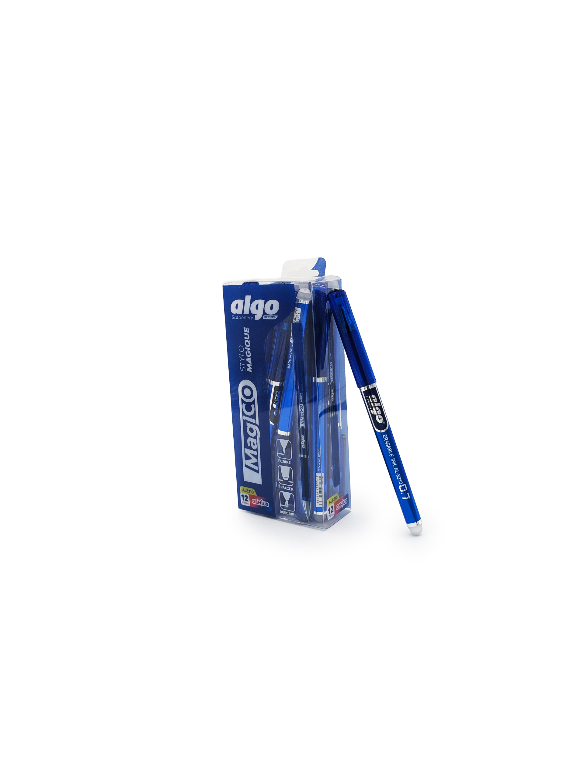 Stylo magique effaçable bleu Algo Magico – étui de 12