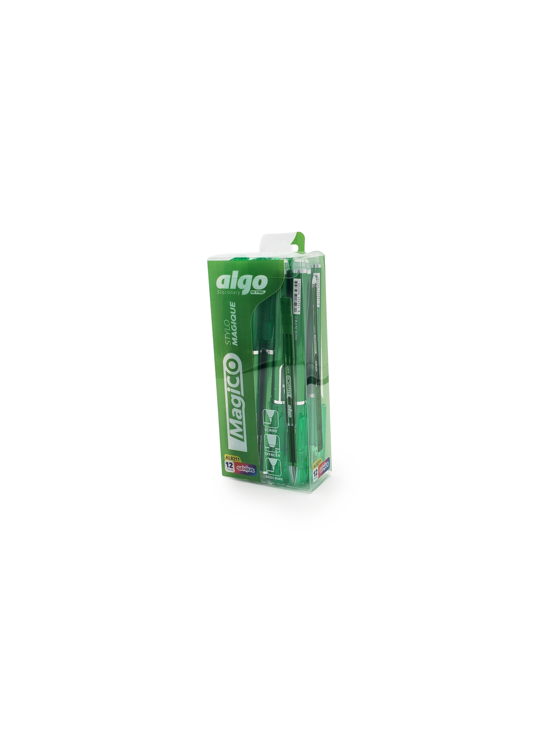 Stylo magique effaçable vert Algo Magico – étui de 12