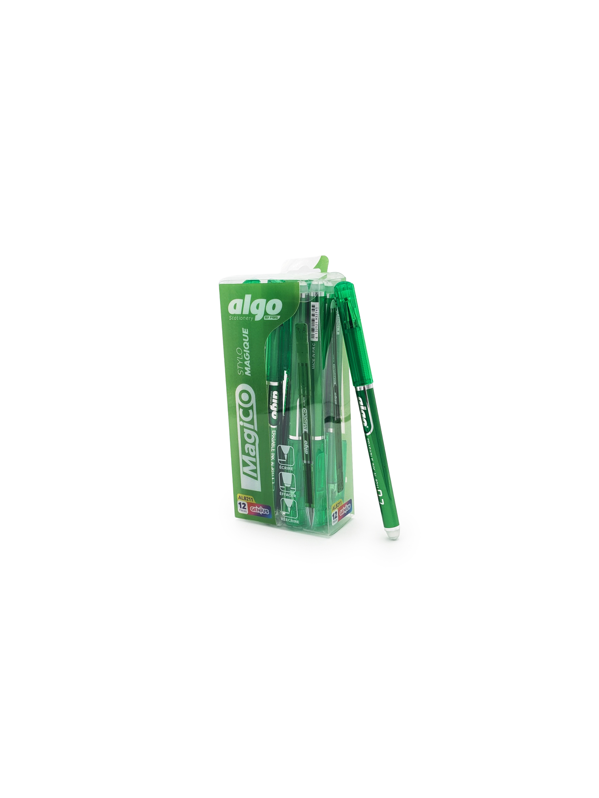 Stylo magique effaçable vert Algo Magico – étui de 12