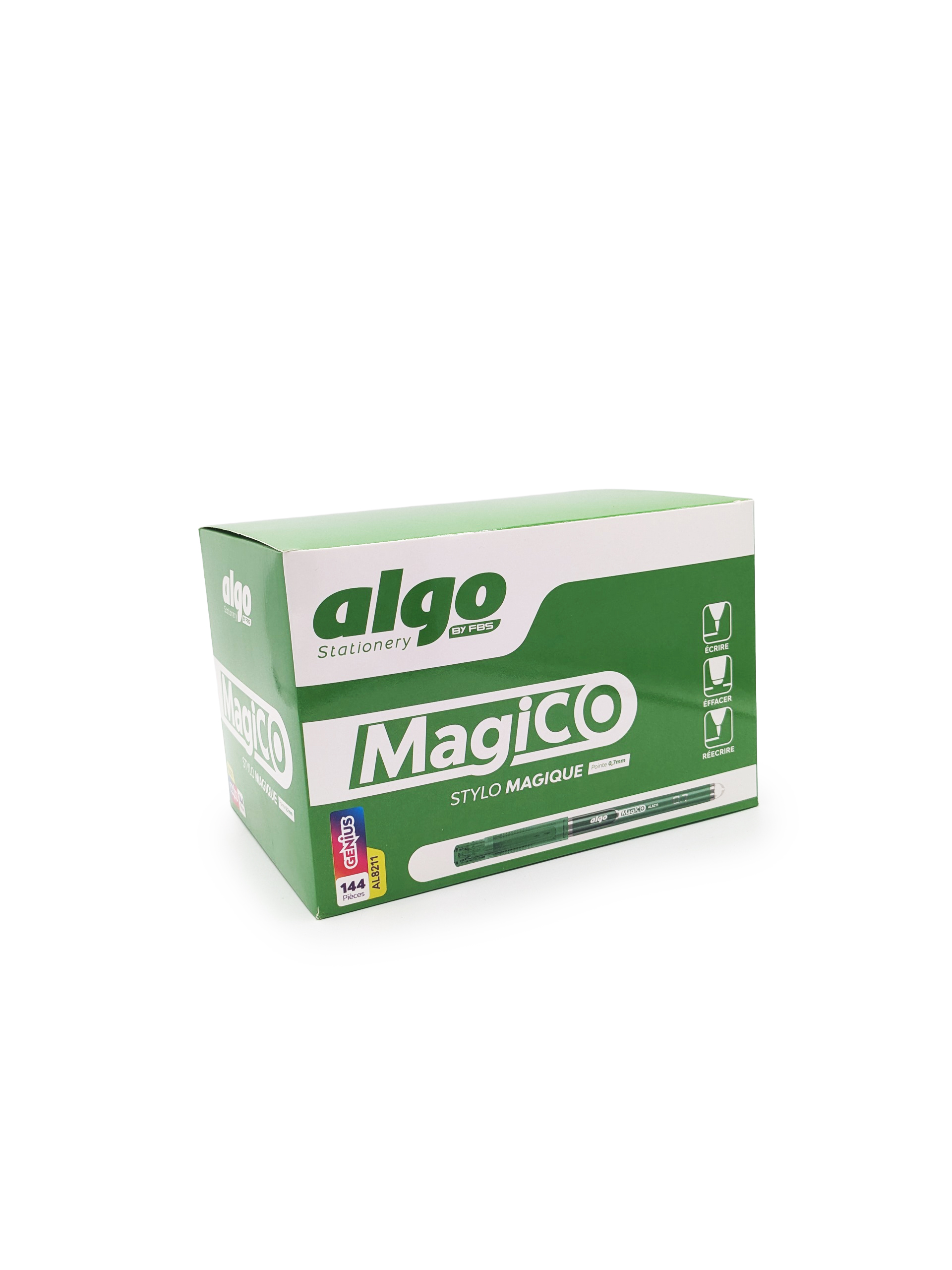 Stylo magique effaçable vert Algo Magico – étui de 12