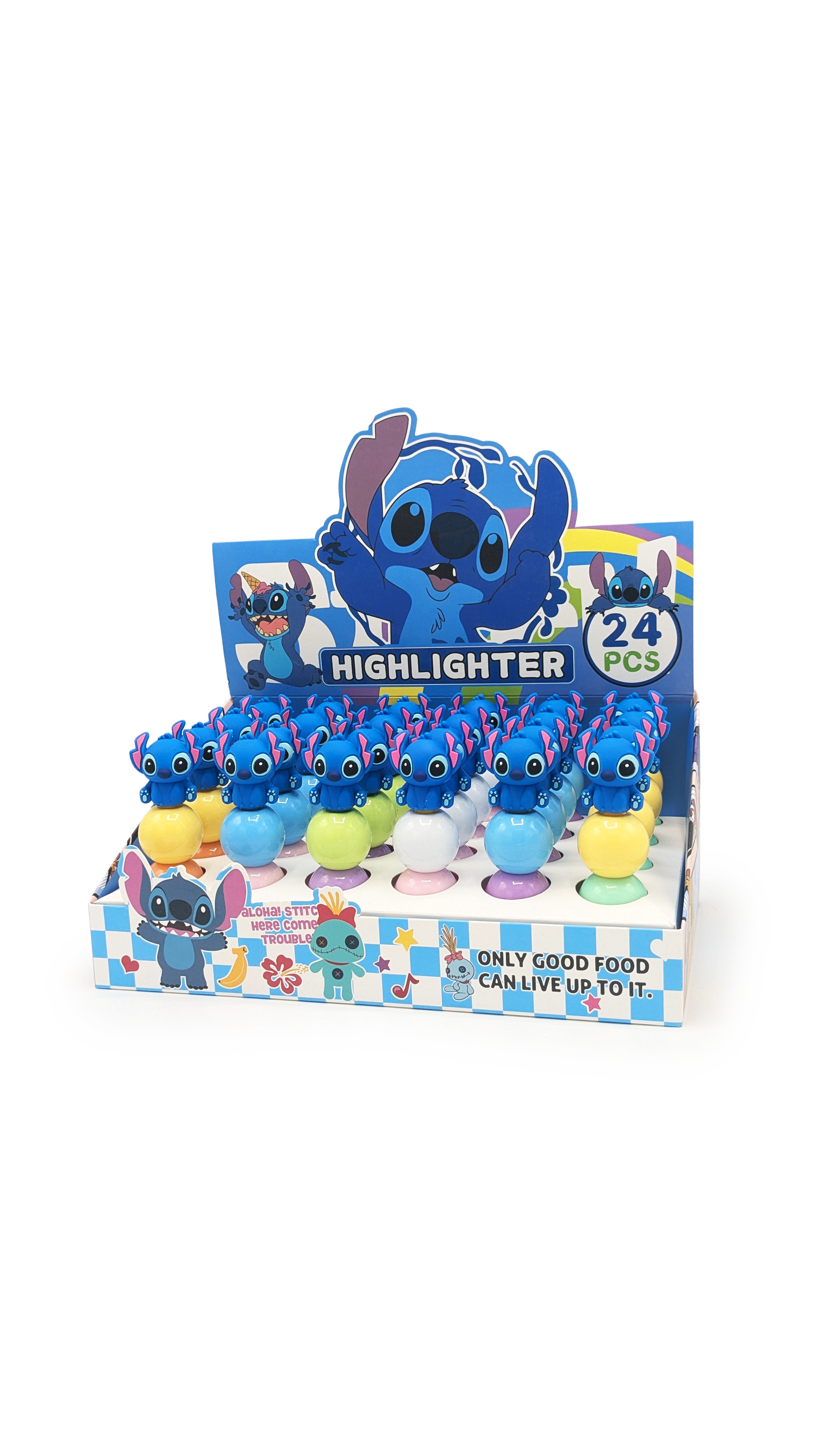 Surligneurs fantaisie 3D bleu – présentoir de 24