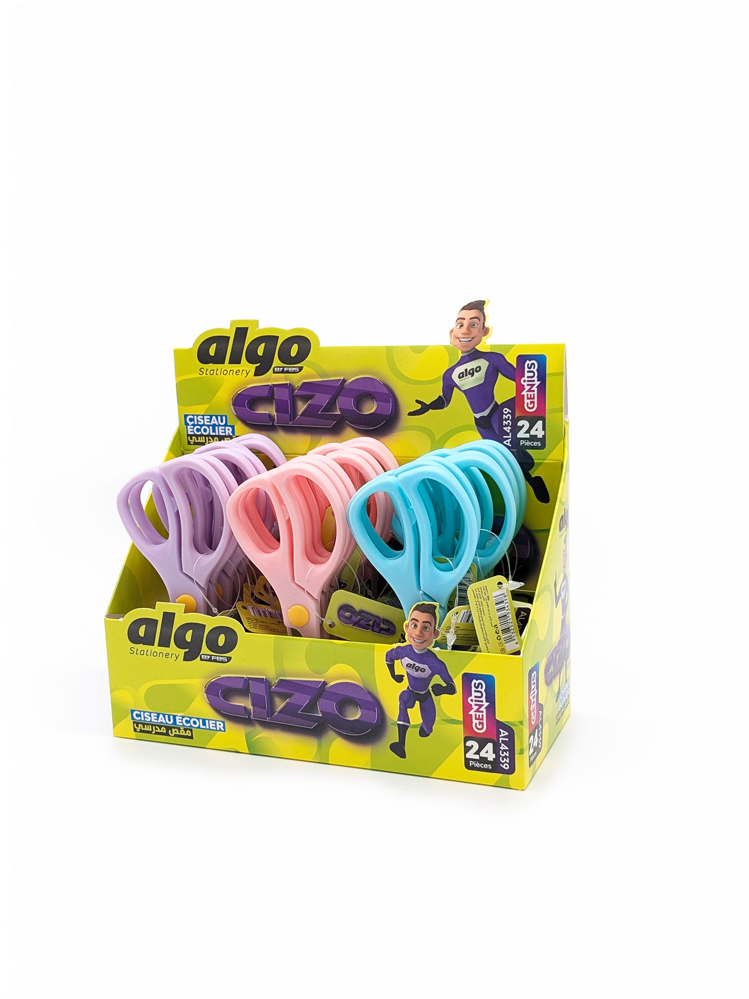 Ciseaux scolaires Algo CIZO – boîte de 24