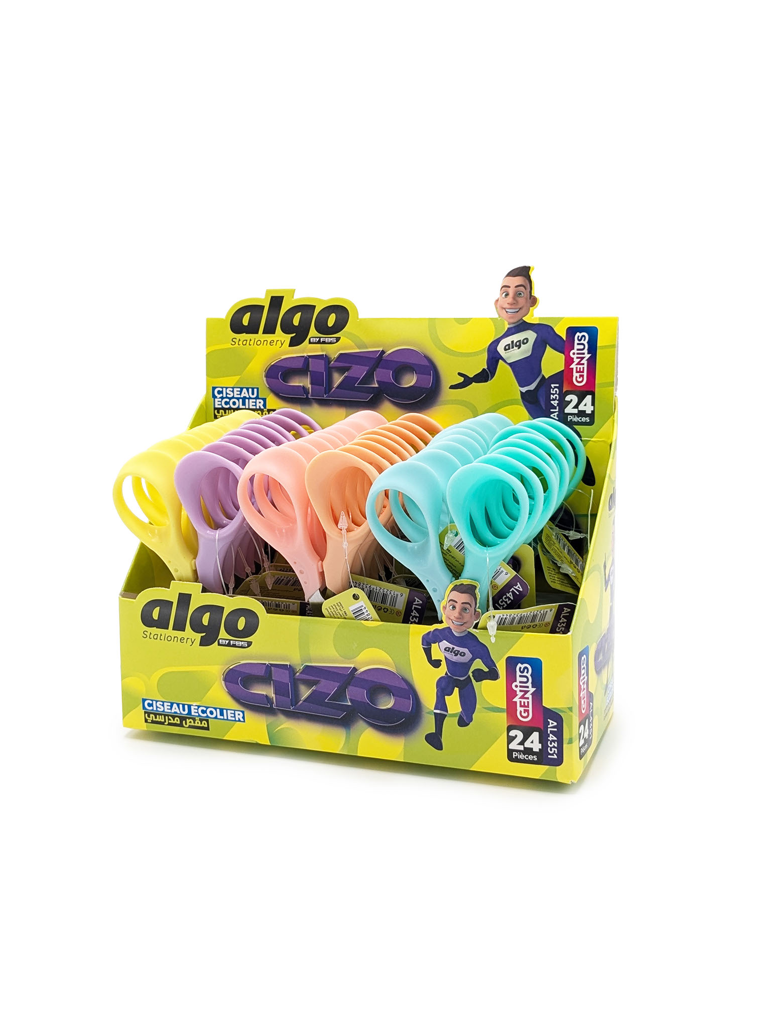 Ciseaux scolaires Algo CIZO – boîte de 24