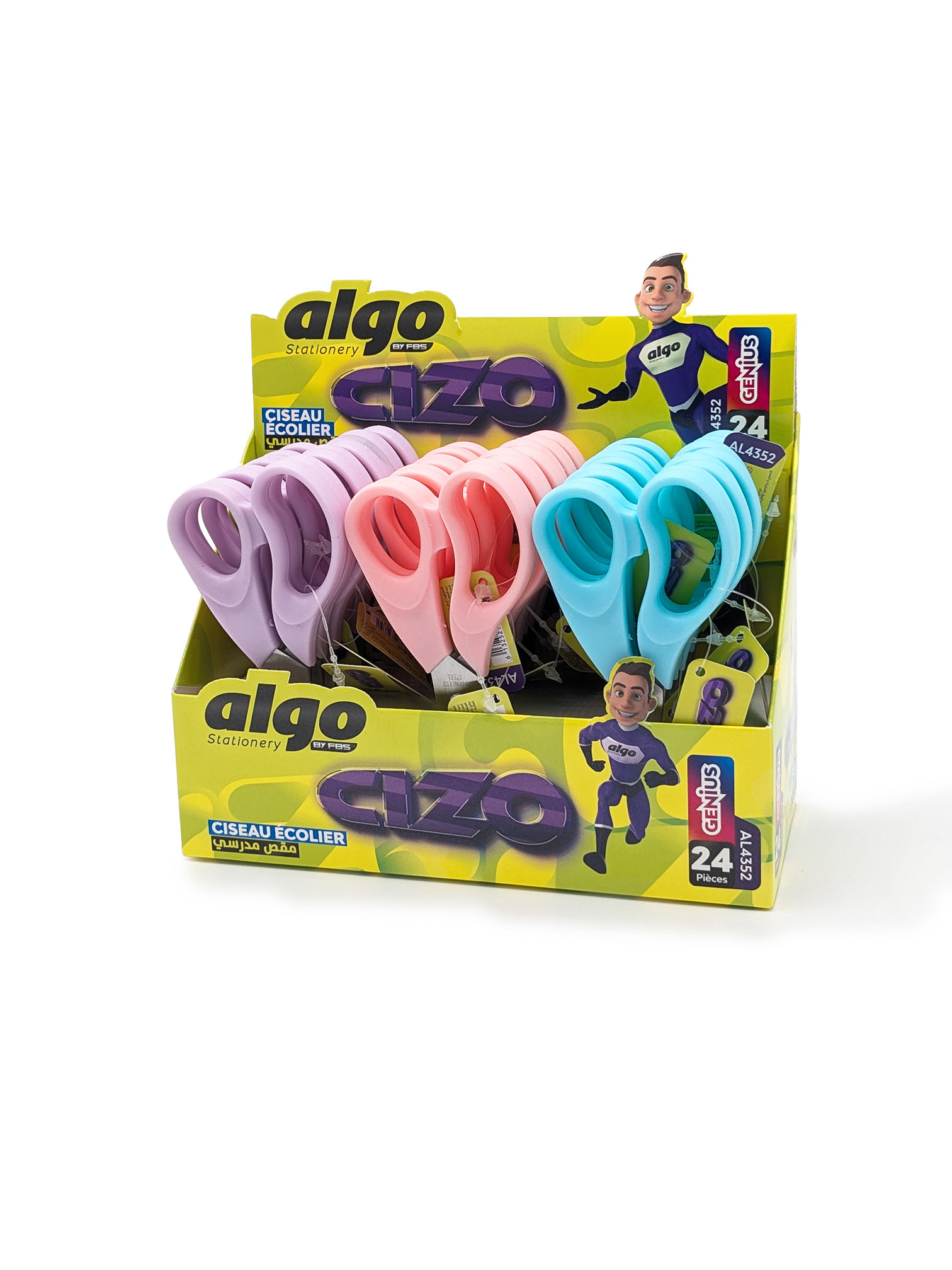 Ciseaux scolaires Algo CIZO – boîte de 24